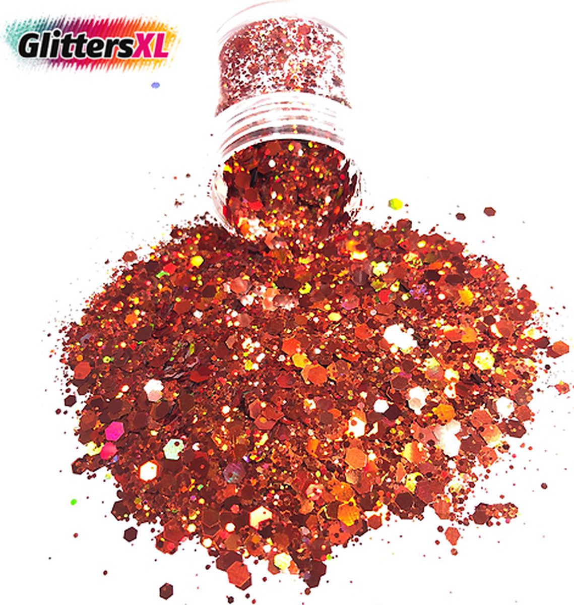 GlittersXL - Chunky Glitters (Rose Goud) (Volume 8g) [Festival Makeup Gezicht Lichaam - Face Body Glitter - Biologisch afbreekbaar - Versiering Dames Volwassen Kinderen]